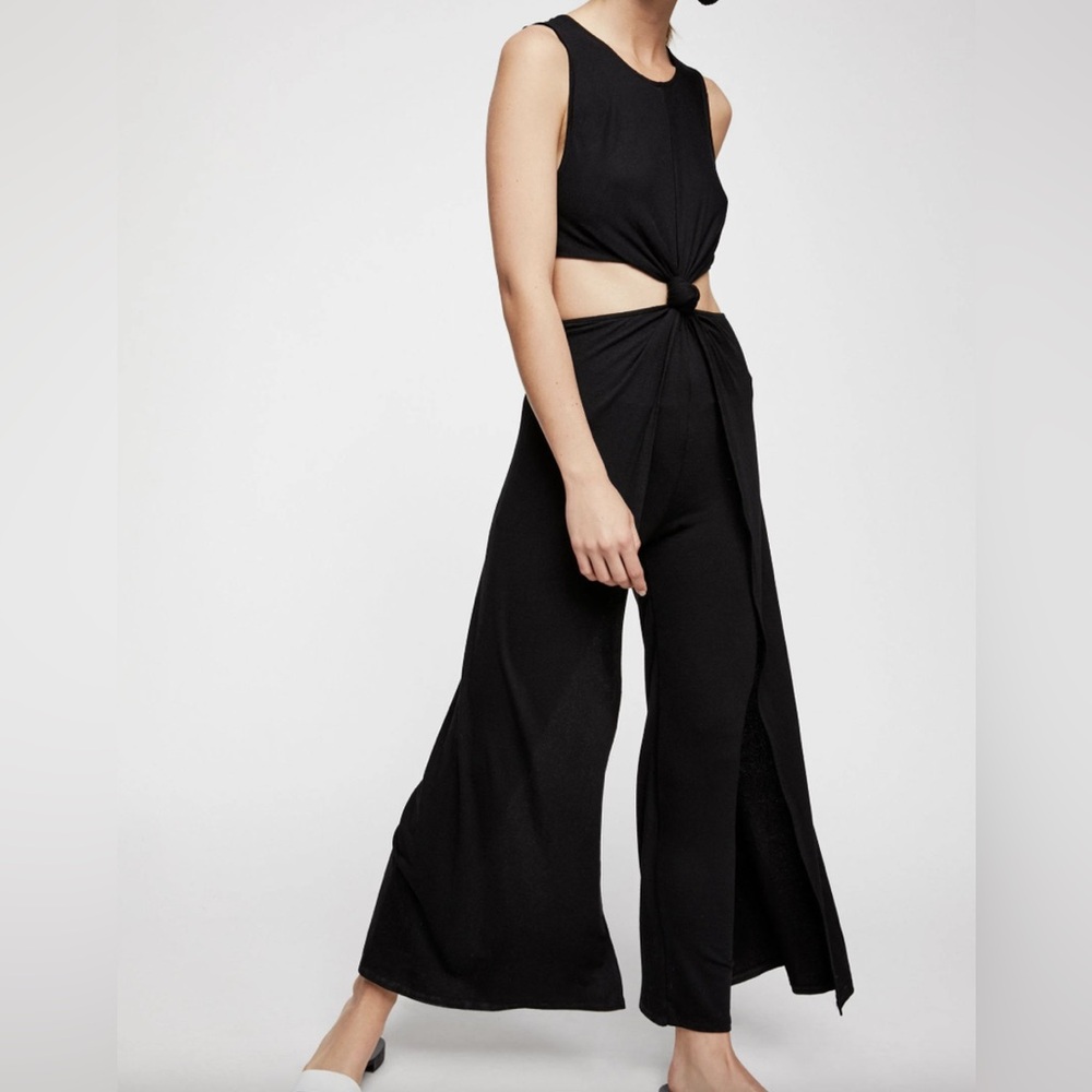 Free People FP Beach Tamarama Maxi front knot jumpsuit in heather gray